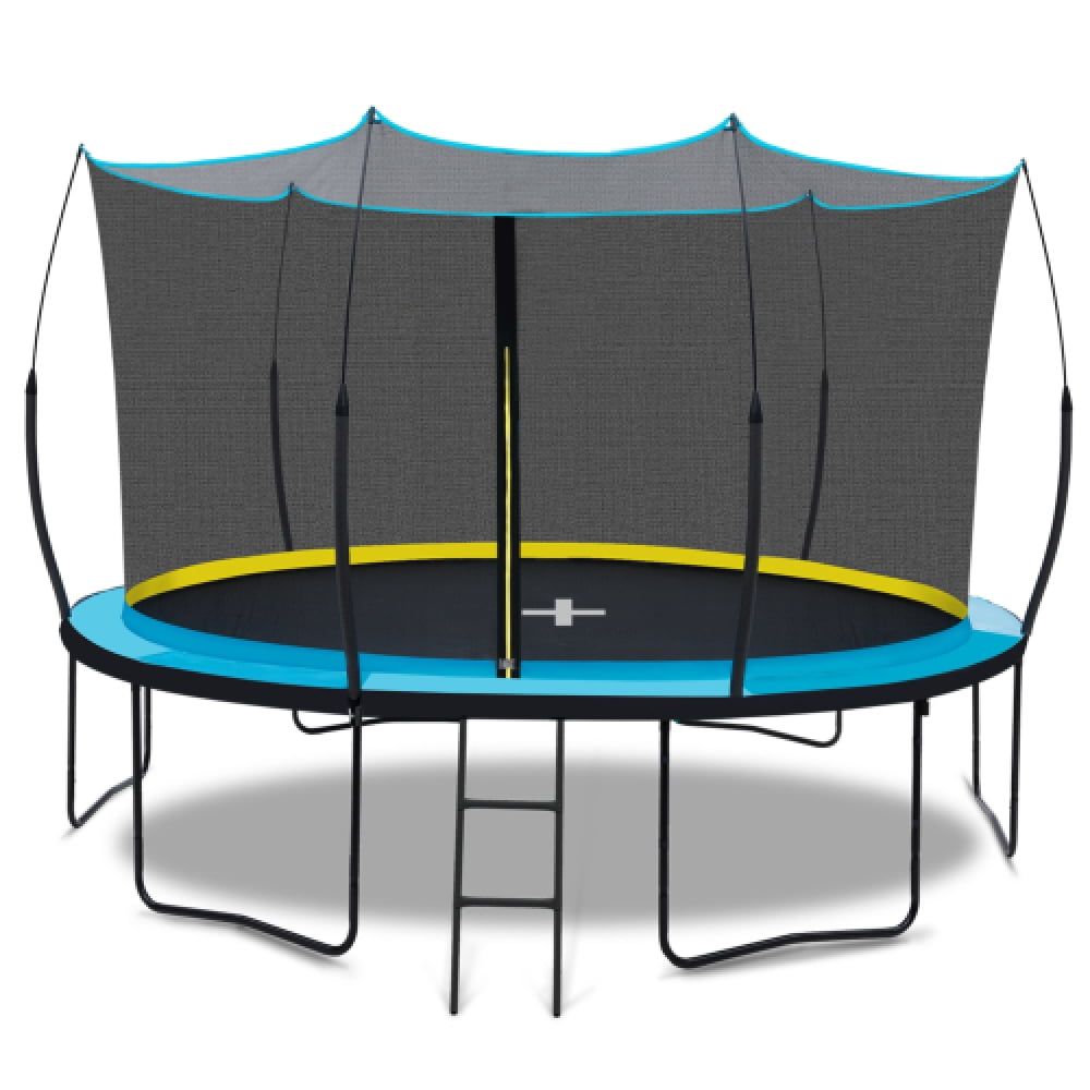 14FT Blue Outdoor Trampoline with Enclosure and Ladder