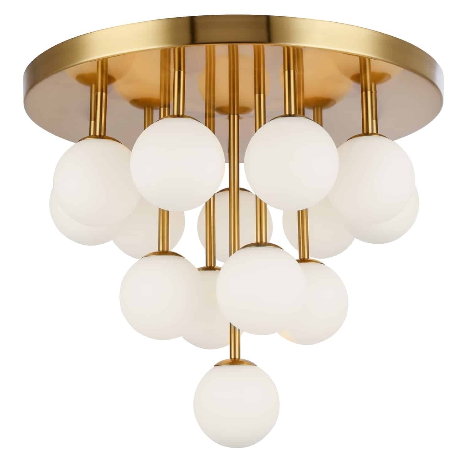 Aged Brass 19.75'' Globe LED Flush Mount with Matte Opal Glass