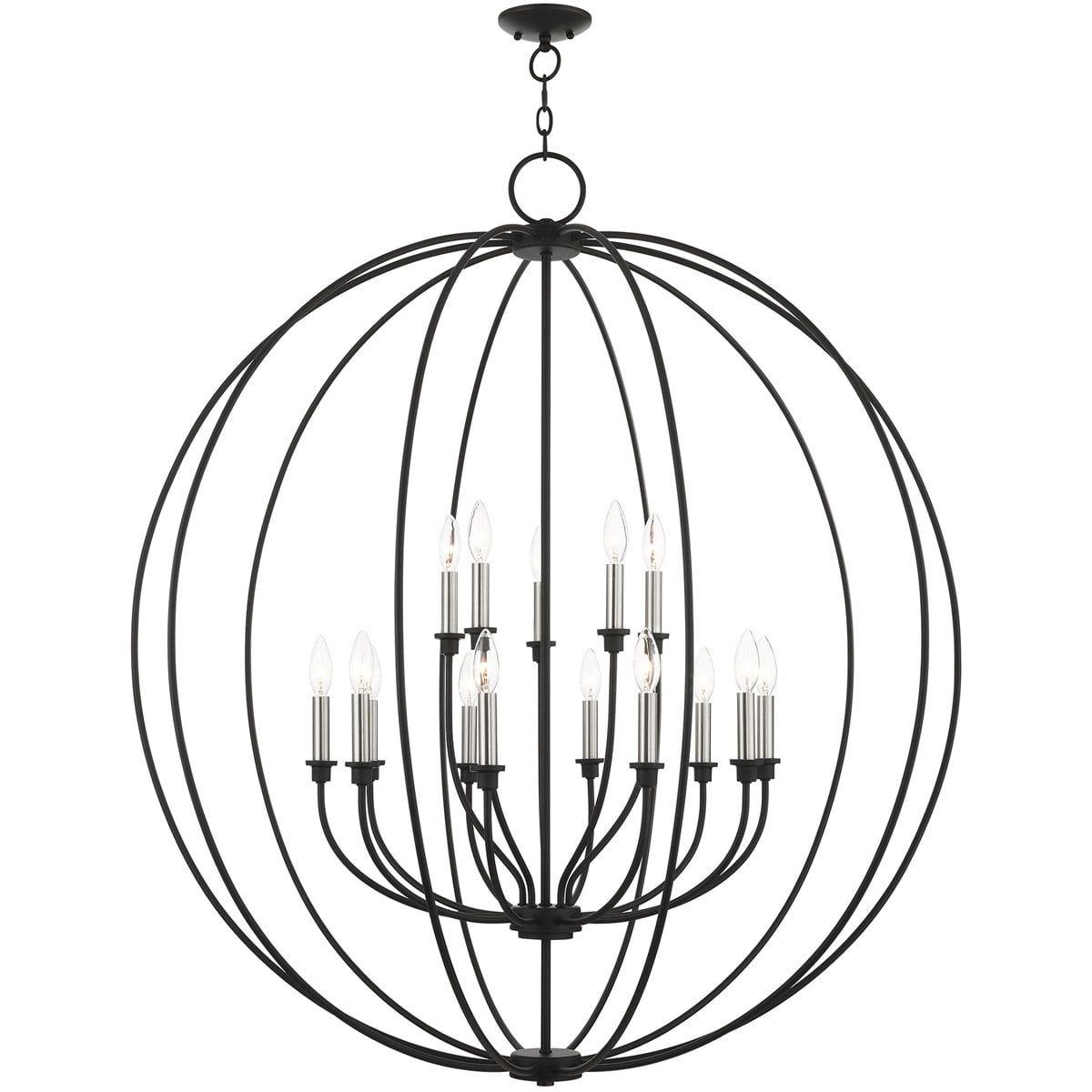 Elegant 15-Light Black and Brushed Nickel Finish Chandelier