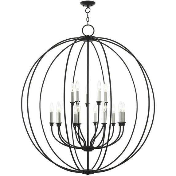 Elegant 15-Light Black and Brushed Nickel Finish Chandelier