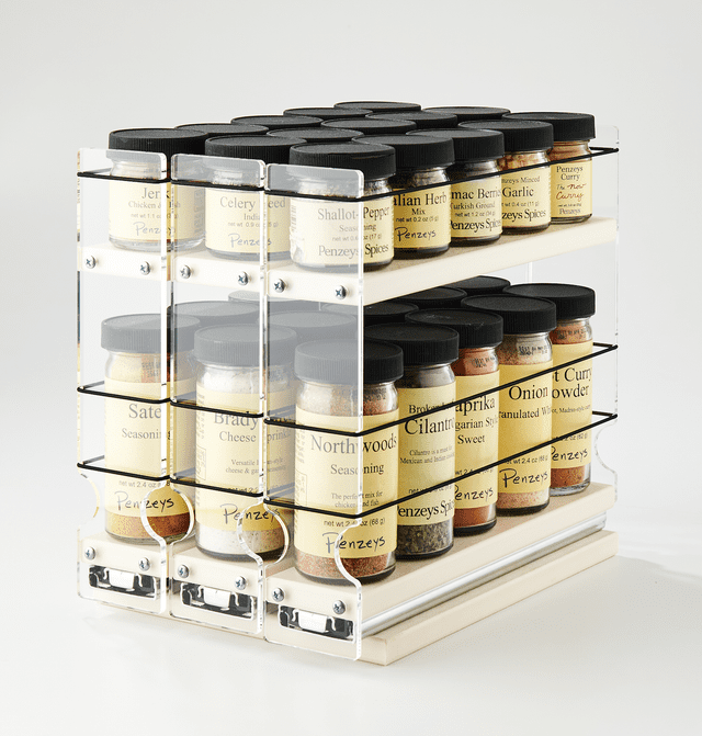 Cream 3-Drawer 2-Tier Adjustable Spice Rack Organizer