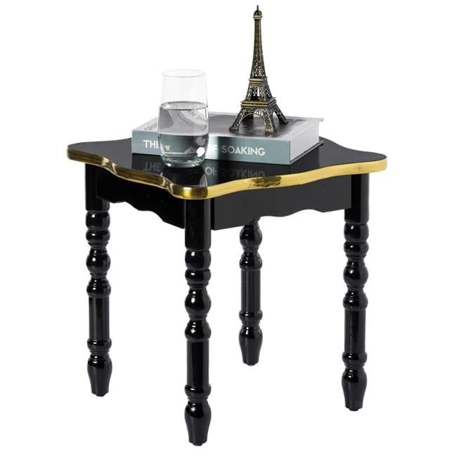 Square Black and Gold Wooden Accent End Table