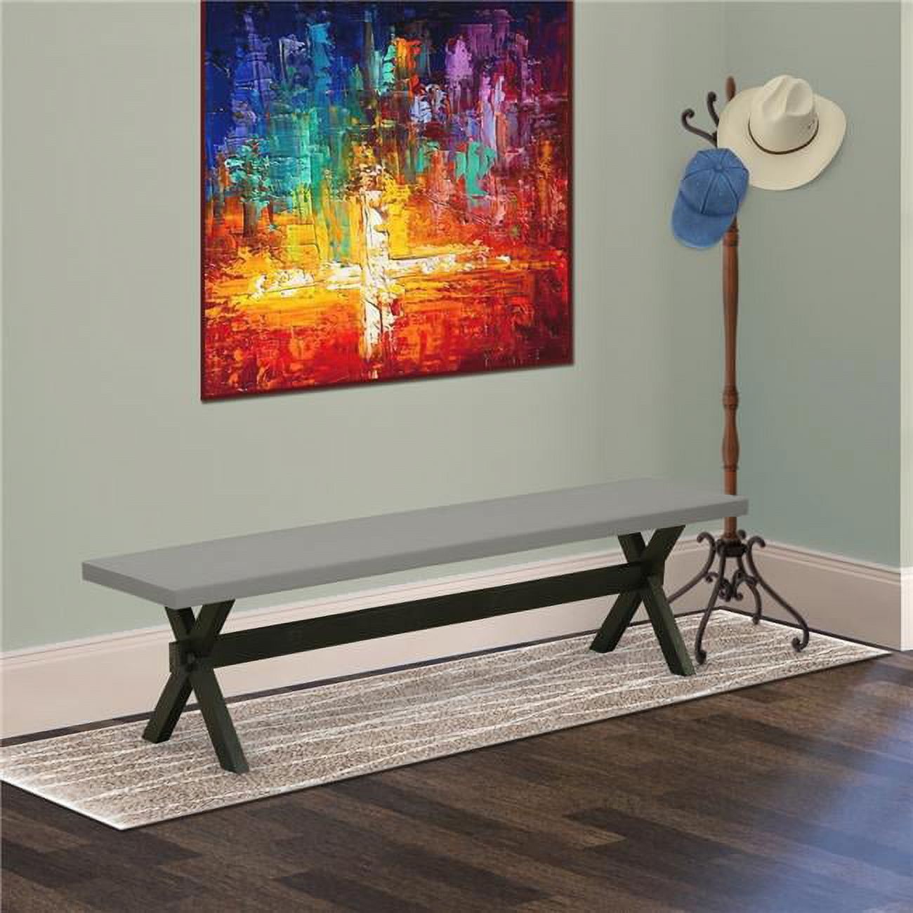 X-Style 72" Black and Gray Wood Dining Bench