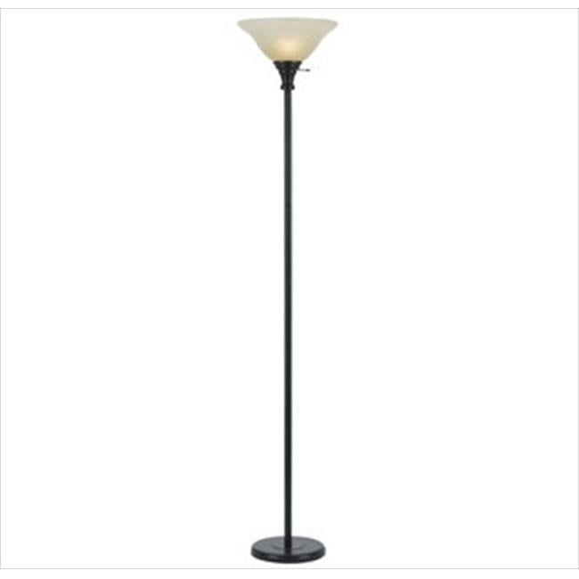 70" Dark Bronze Adjustable Torchiere with Glass Shade