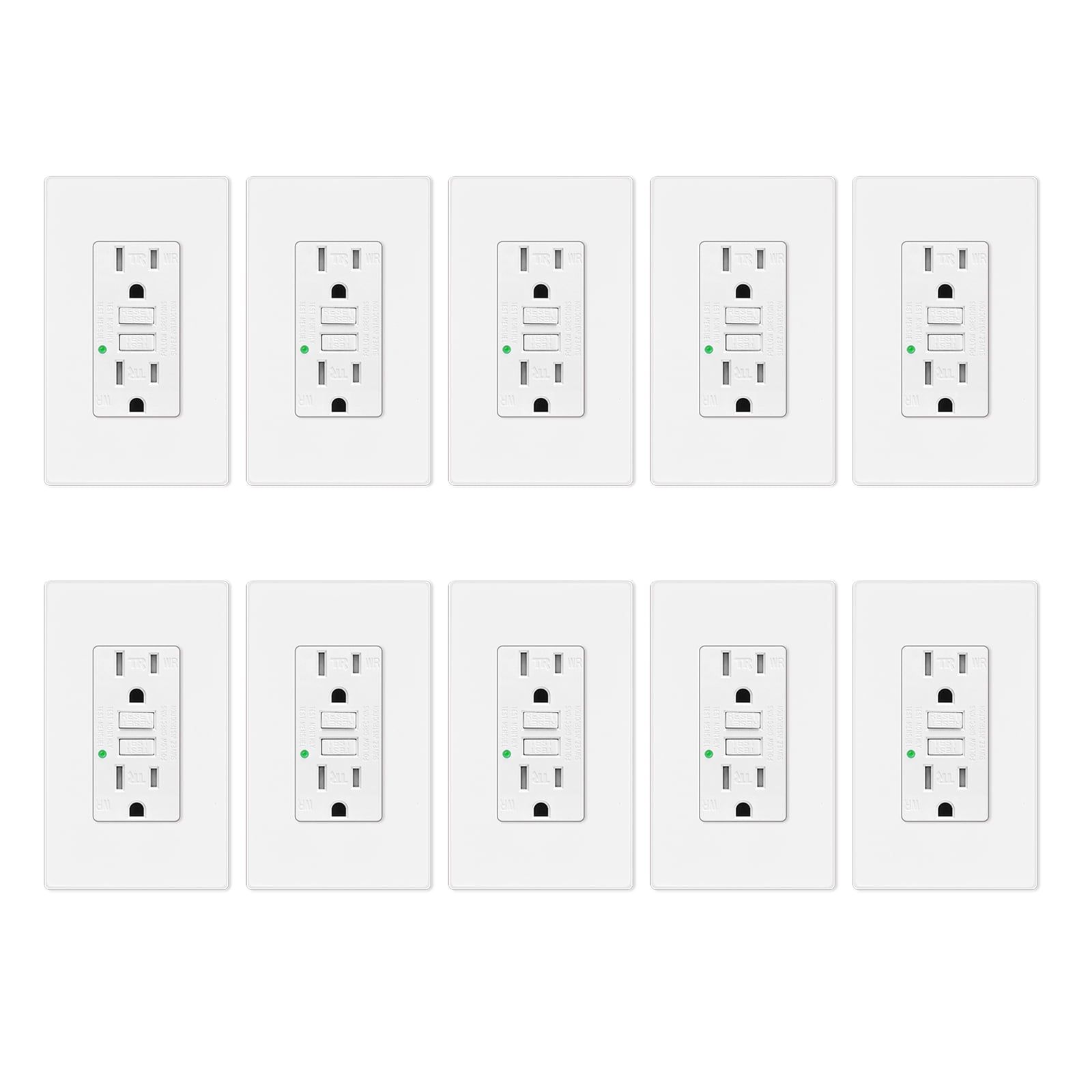 White 15 Amp Tamper Resistant GFCI Outlet with LED Indicator and Wall Plate