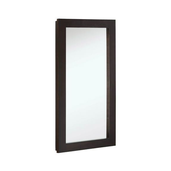 Espresso Wood Framed Wall Mounted Medicine Cabinet with Mirror