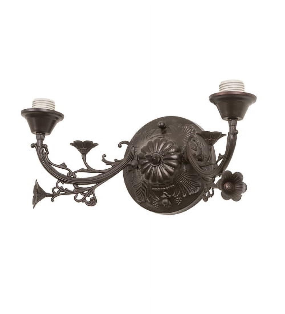 Victorian Bronze 2-Light Wall Sconce with Floral Design