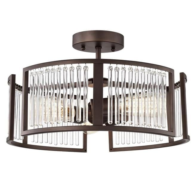 Frey 15.75" Bronze Glass Drum Semi-Flush Ceiling Light