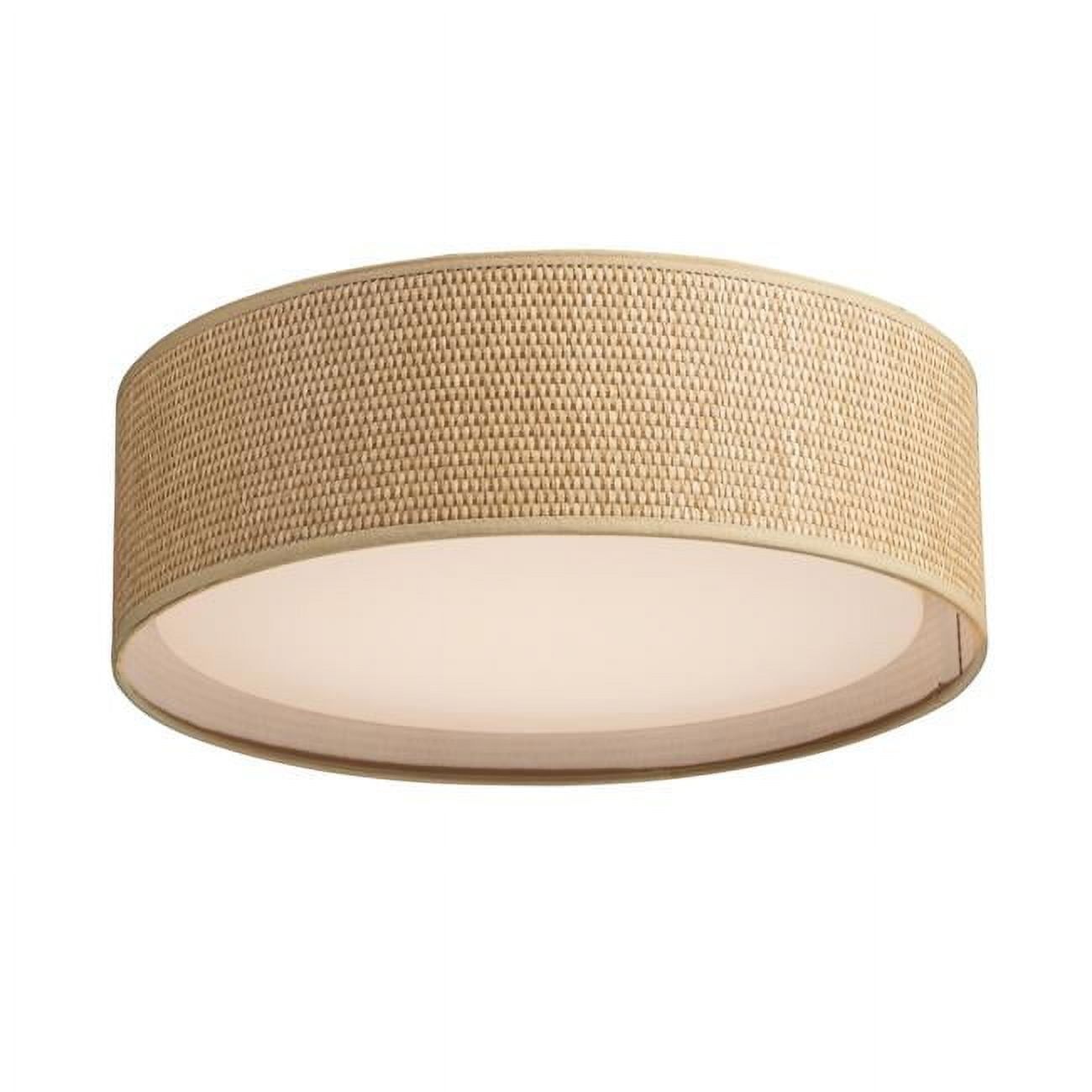 Coastal Modern Grass Cloth 16" Drum LED Ceiling Light