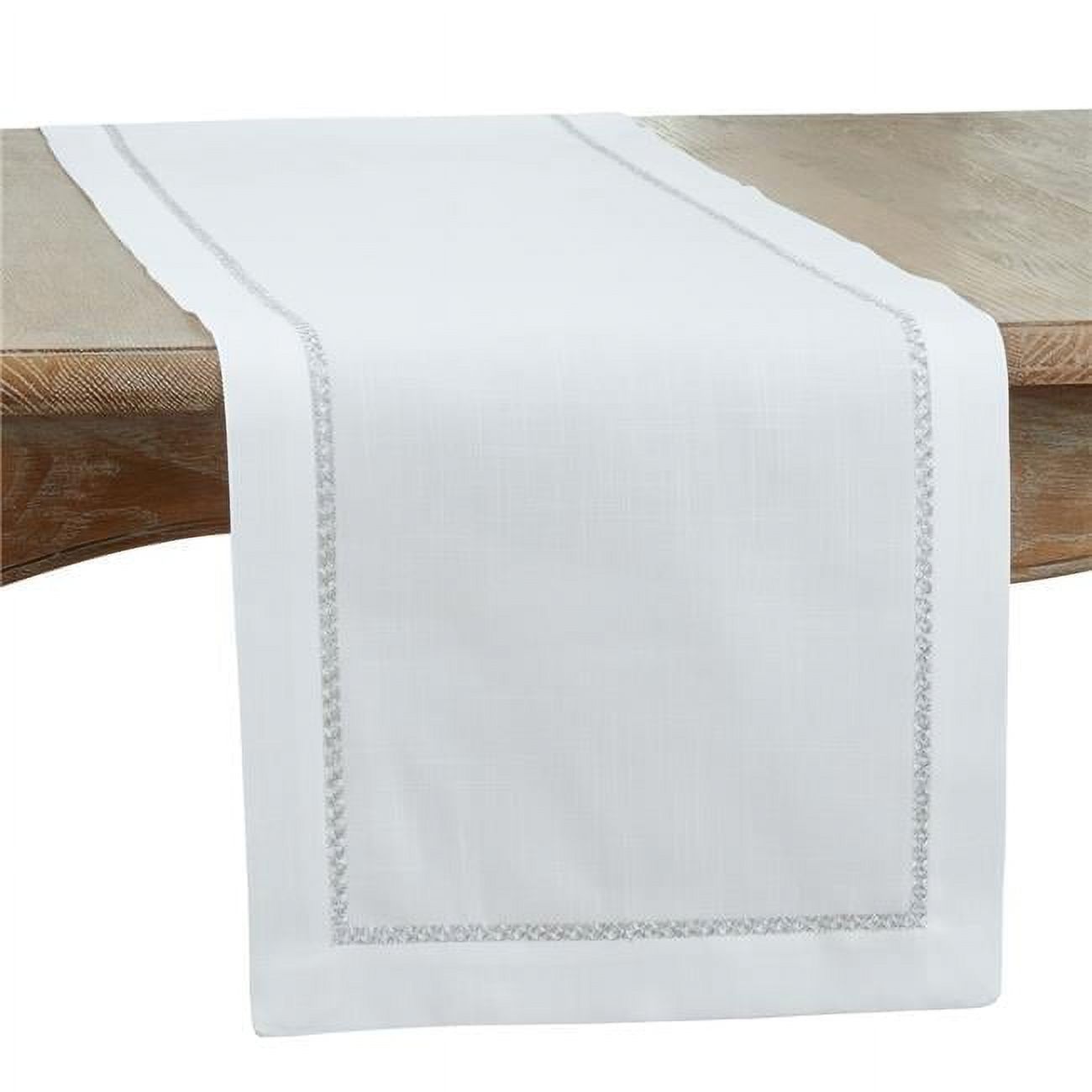 Silver Whip Stitched Cotton Table Runner 16" x 108"