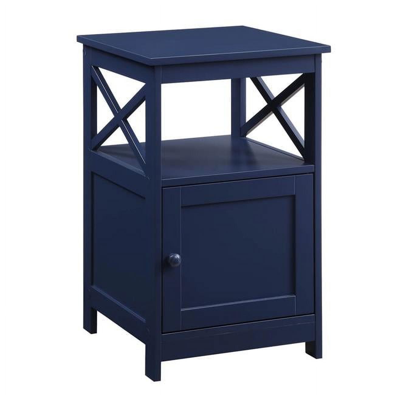 Cobalt Blue Oxford Square End Table with Cabinet Storage