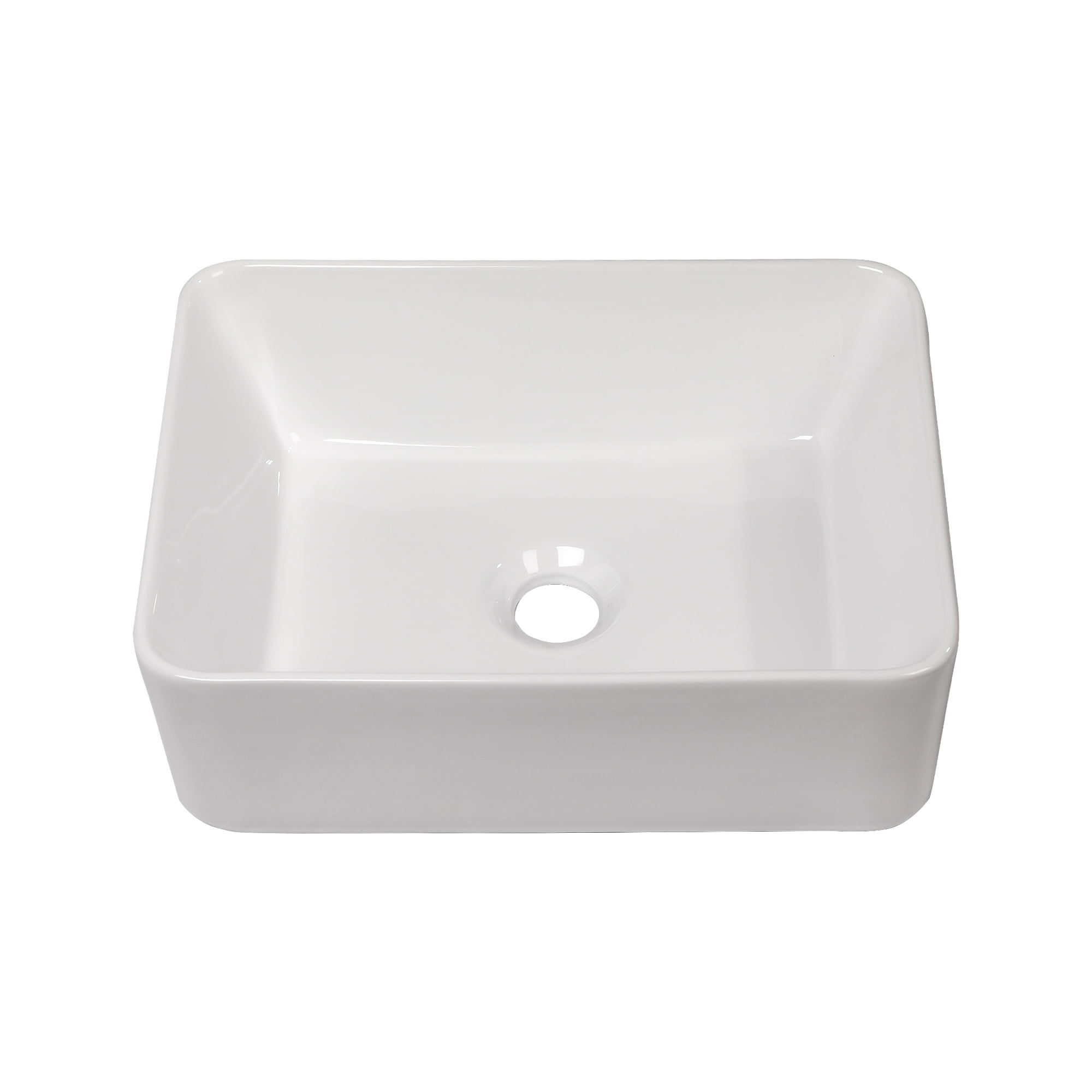 16"x12" White Ceramic Rectangular Vessel Bathroom Sink