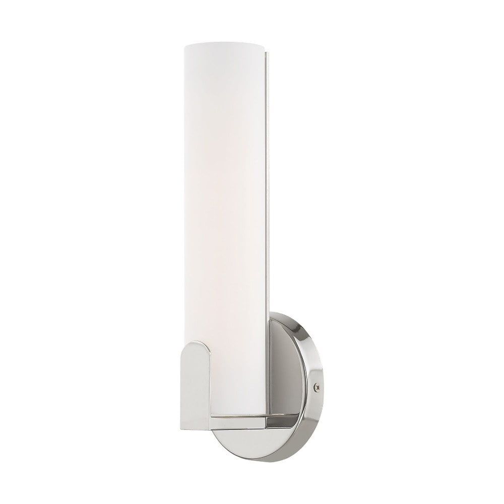 Sleek Polished Chrome LED Wall Sconce with Satin White Shade