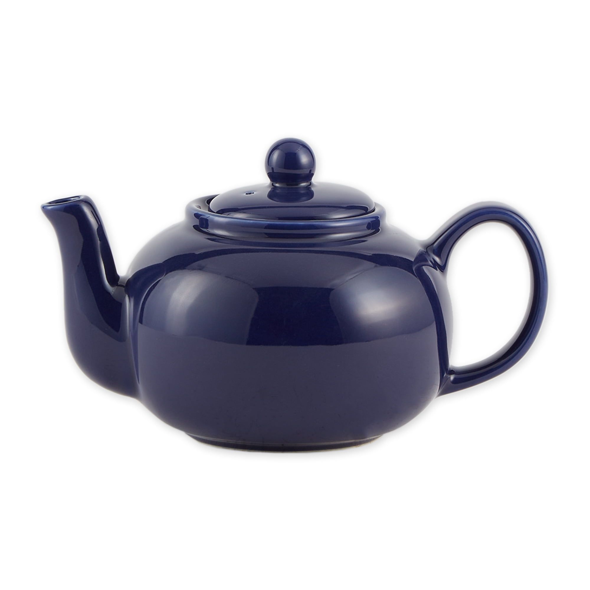 Compact Blue Stoneware Teapot with Large Spout, 16 oz