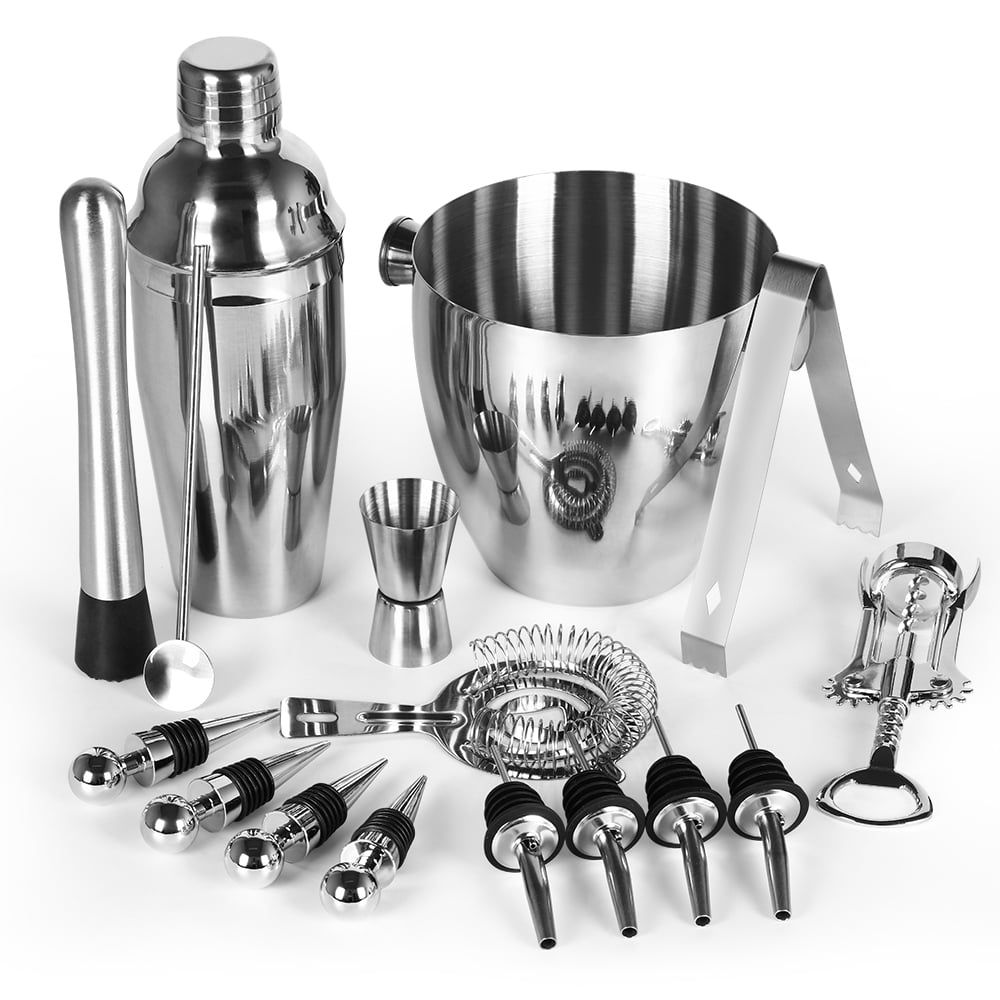 16-Piece Stainless Steel Home Bartender Kit with Jigger and Muddler