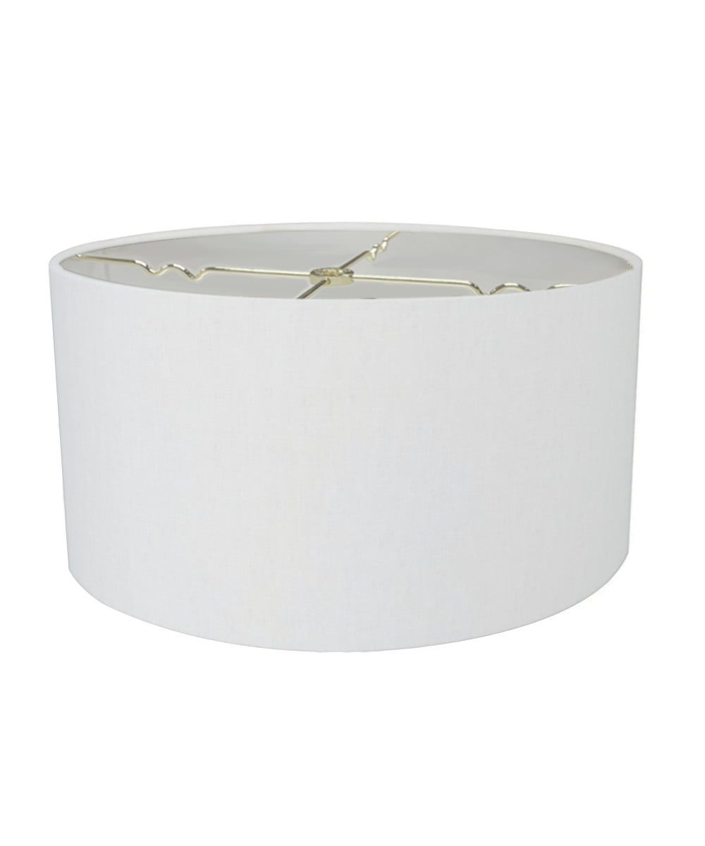 White Linen Hardback Shallow Drum Lampshade 16x16x9