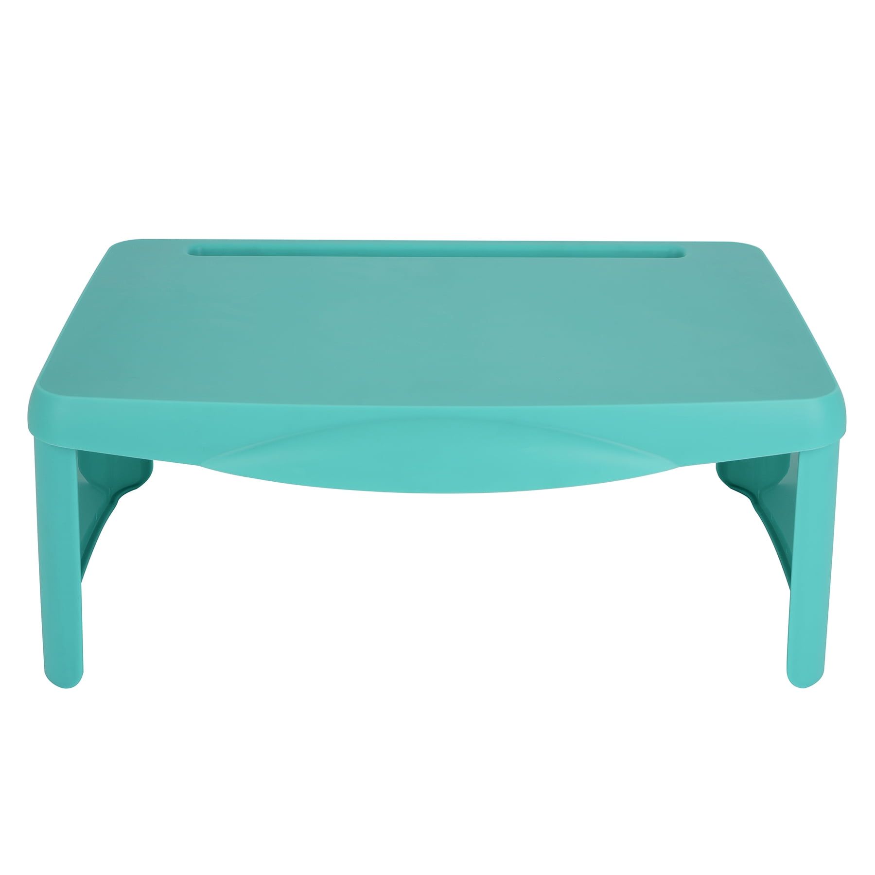 Teal 17.7" Folding Plastic Lap Tray with Storage