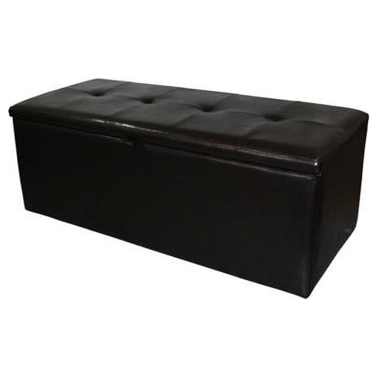 Brown Tufted Faux Leather Storage Bench with Flip Top