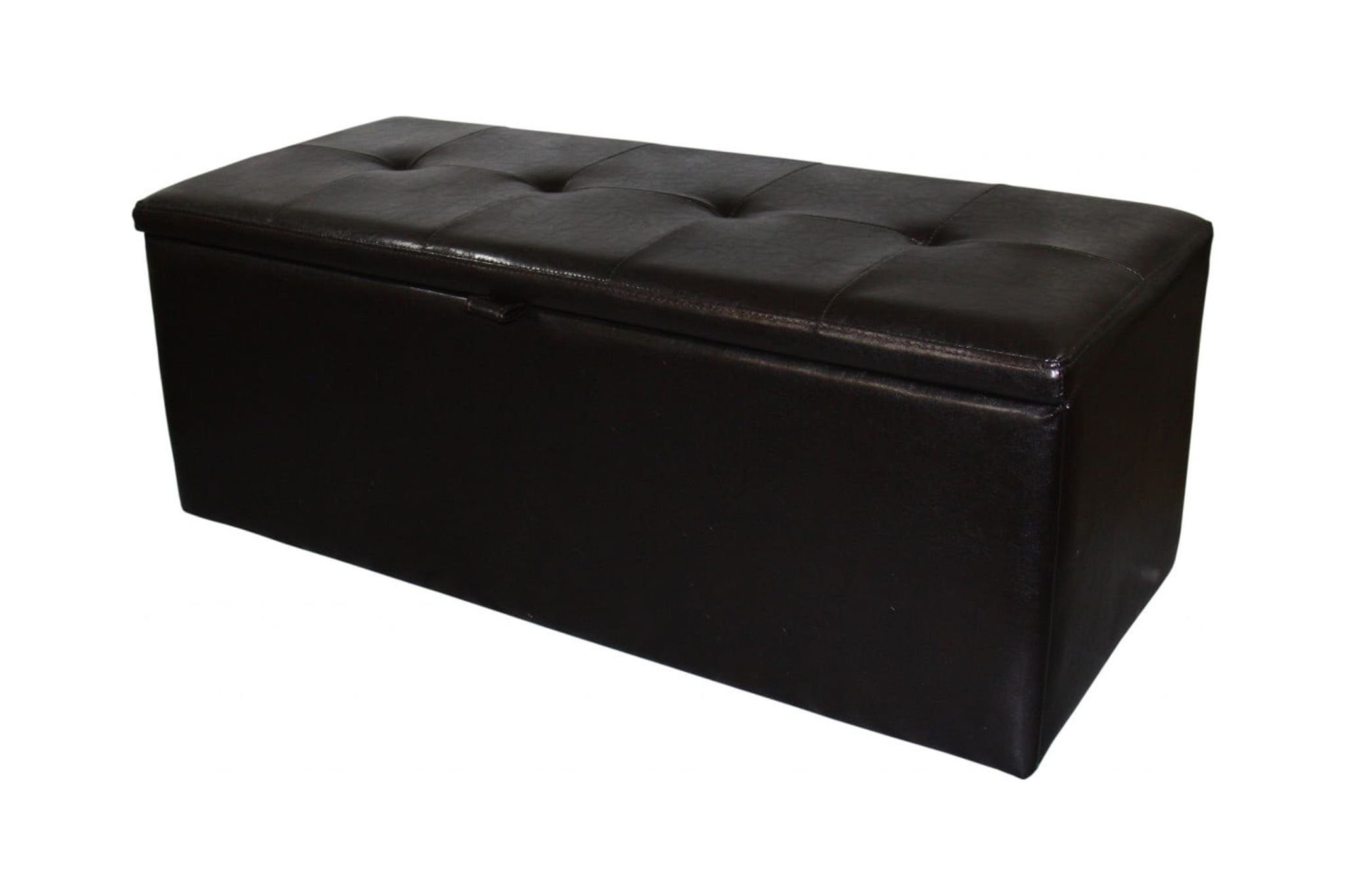 Brown Tufted Faux Leather Storage Bench with Flip Top