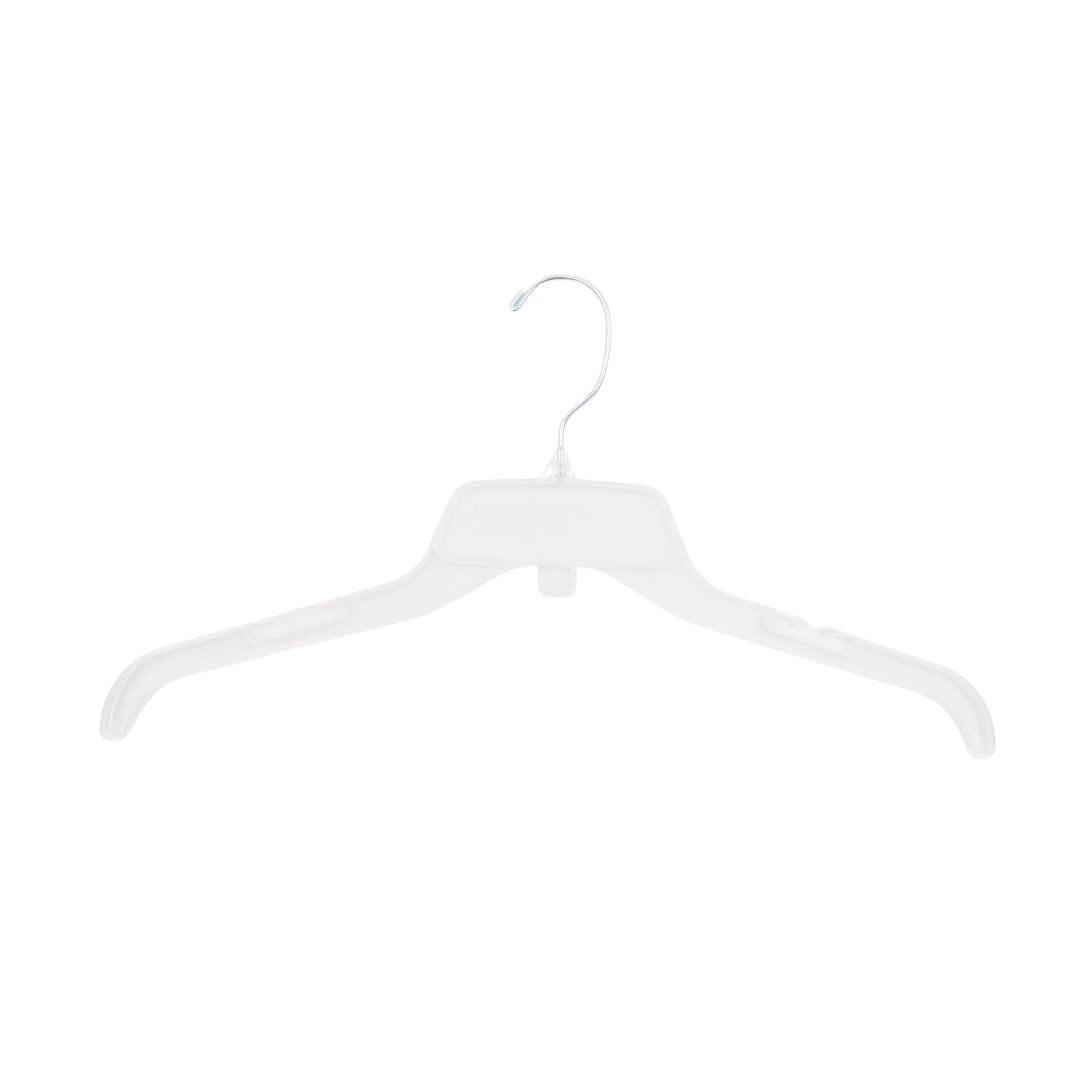 17'' Clear Break-Resistant Plastic Dress Hangers with Metal Hooks