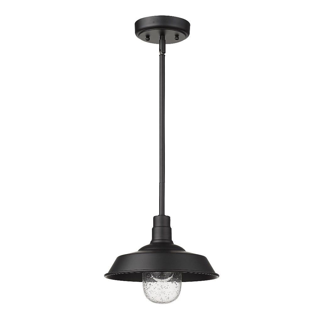 Burry Matte Black 8" Outdoor Convertible Pendant with Clear Glass