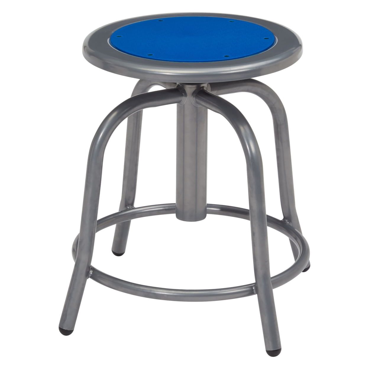 Adjustable Height Swivel Stool with Persian Blue Seat and Gray Metal Frame