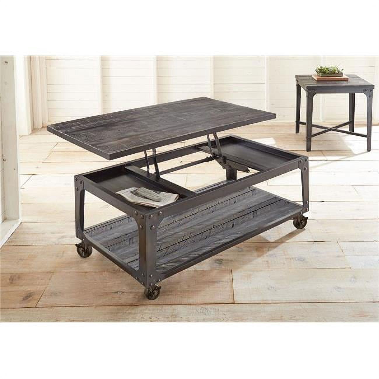 Rustic Tobacco 48" Wood Lift-Top Coffee Table with Storage