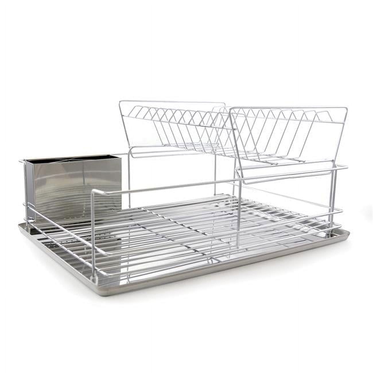 18.5 Inch Chrome Metal Dish Drying Rack with Utensil Cup