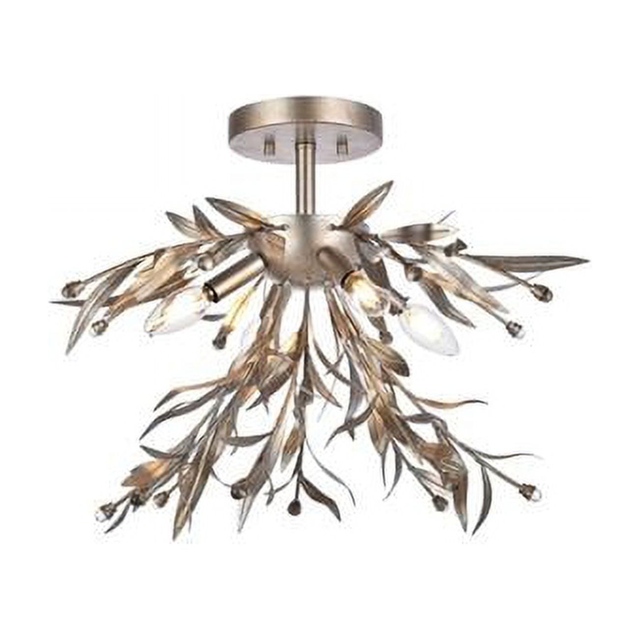 18.5 in Silver Leaf Crystal Flush Mount Light