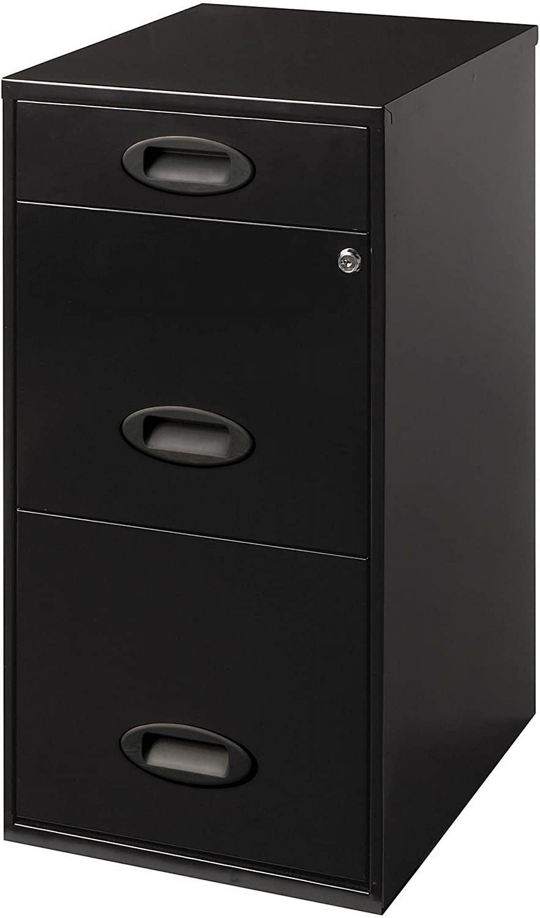 Black 18"D 3-Drawer Lockable Metal Vertical File Cabinet