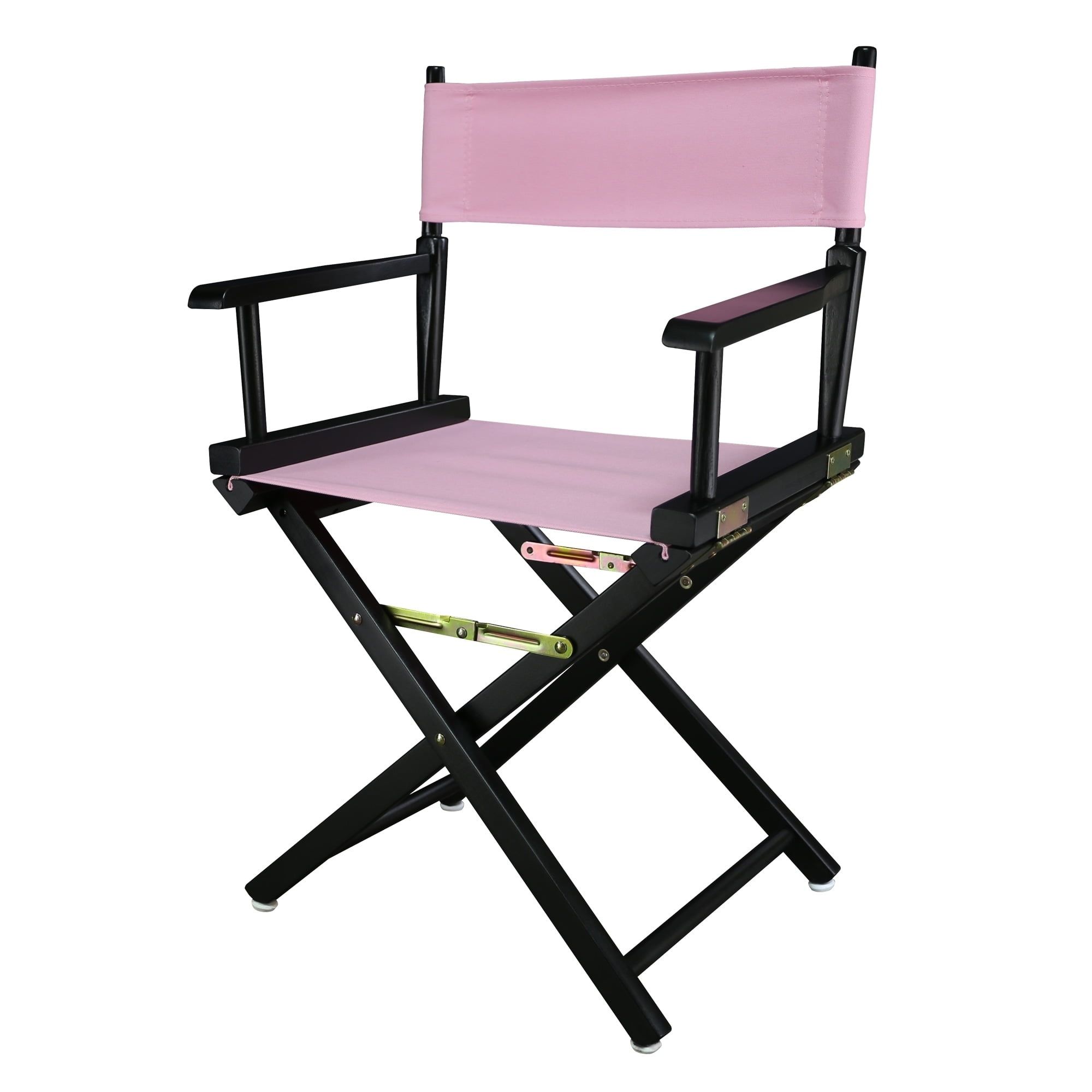 Classic Foldable Director's Chair in Black and Pink, Solid Wood