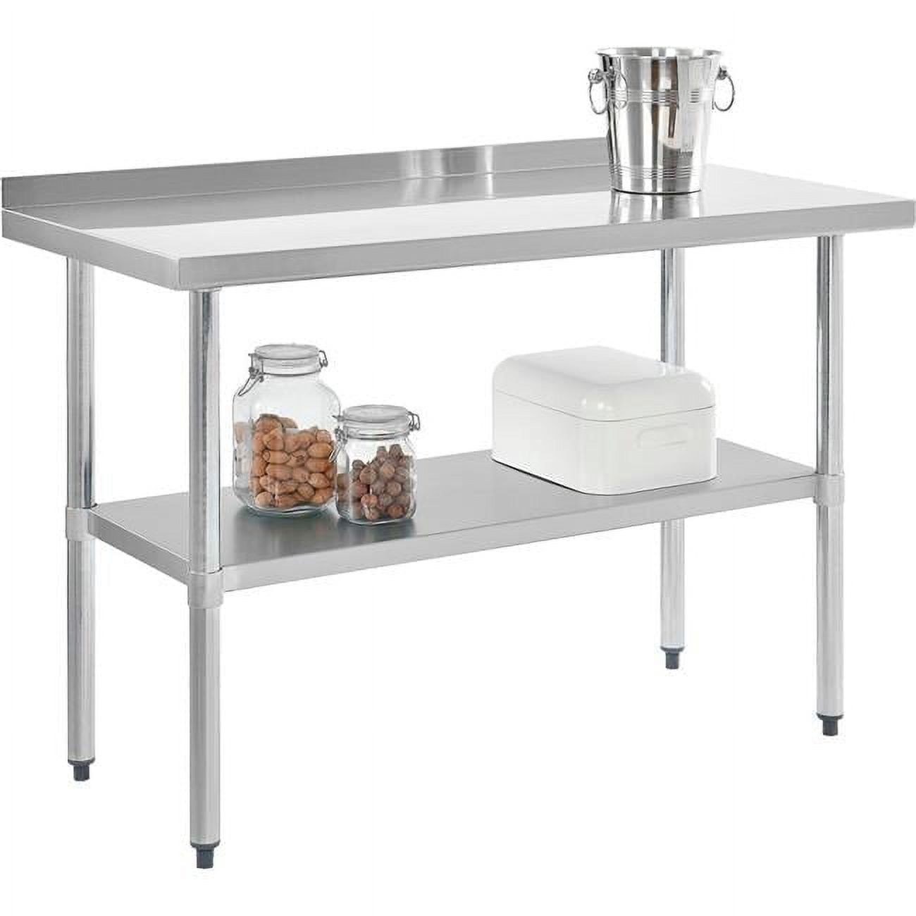 36 x 24 Inch Stainless Steel Workbench with Shelf and Backsplash