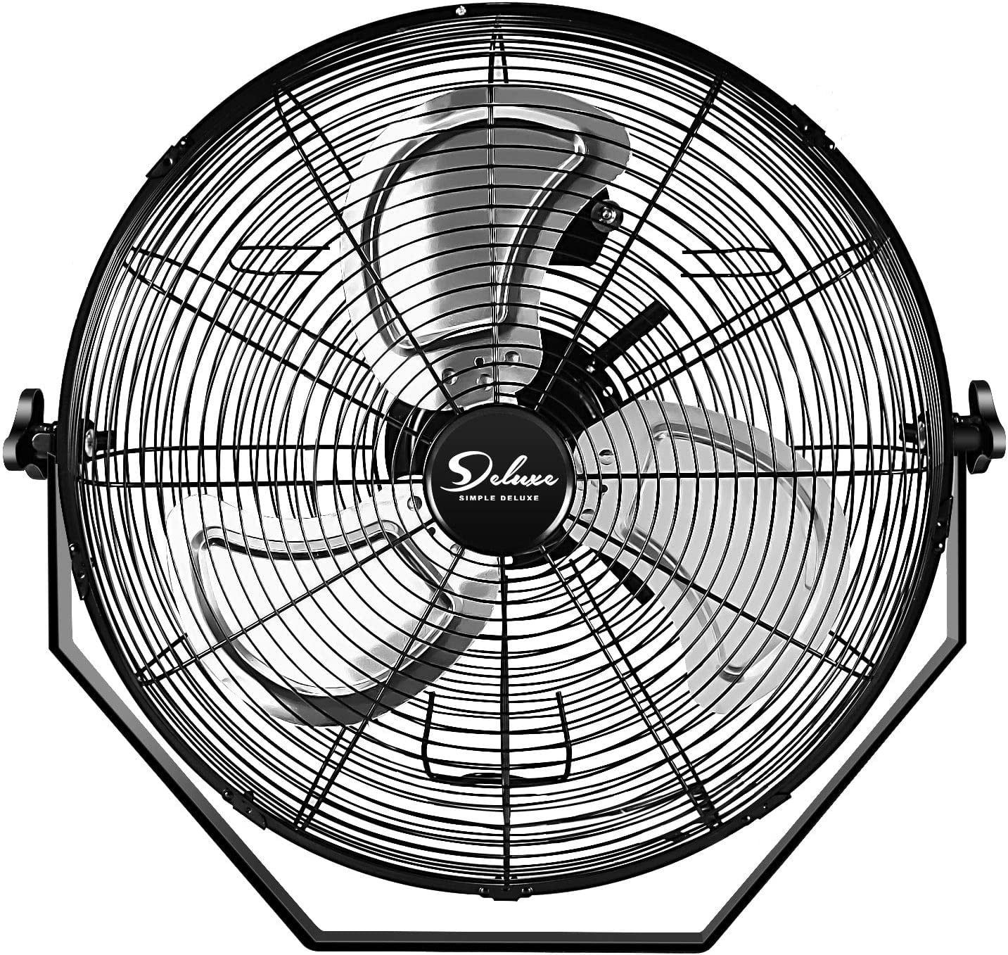 18 Inch Black Aluminum Industrial Wall Mount Fan with 3 Speed Settings