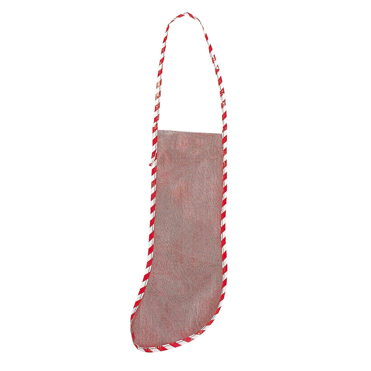 18" Red Mesh Christmas Stockings with Striped Trim (10-Pack)