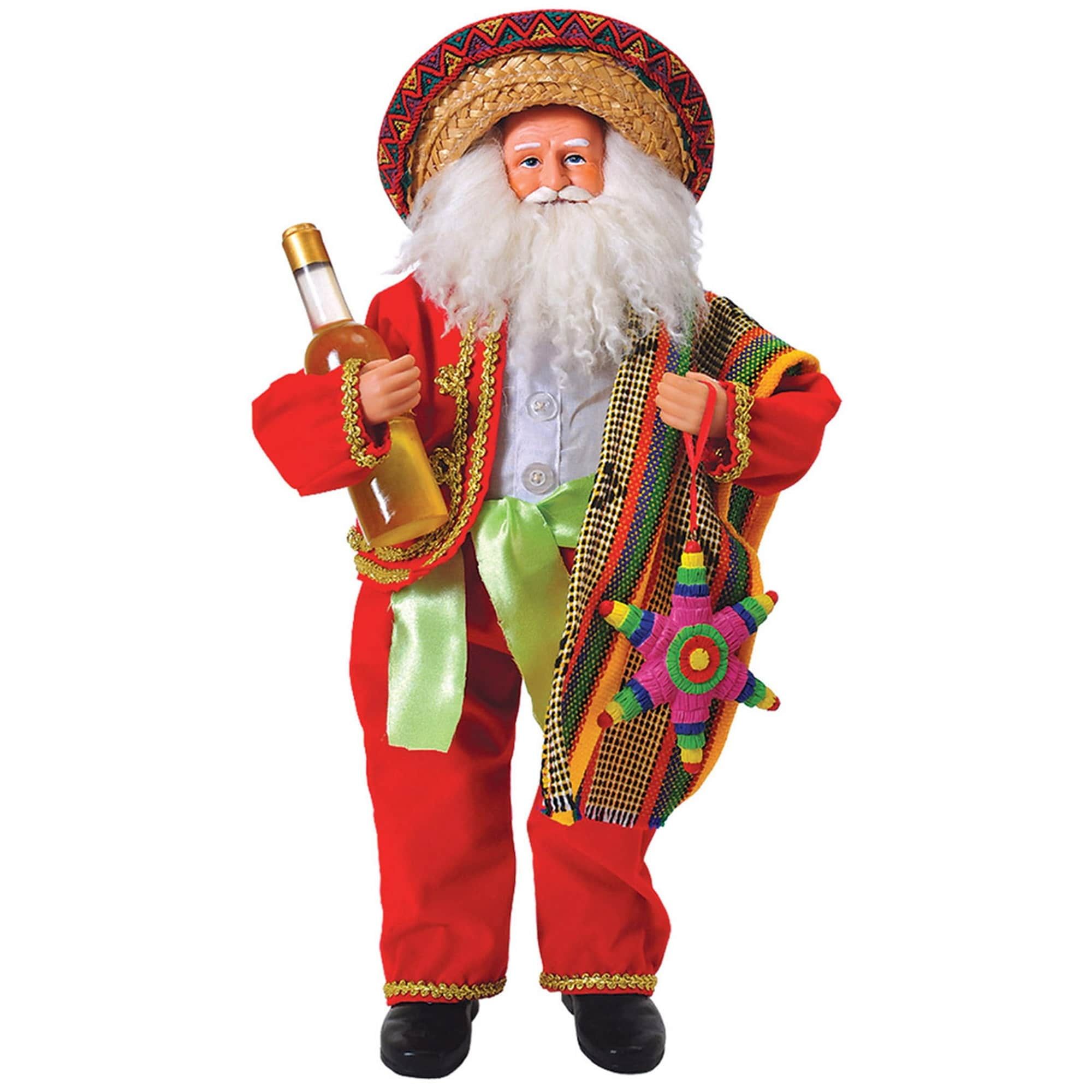 Festive Red Mexican Santa Resin Figurine, 18 Inches