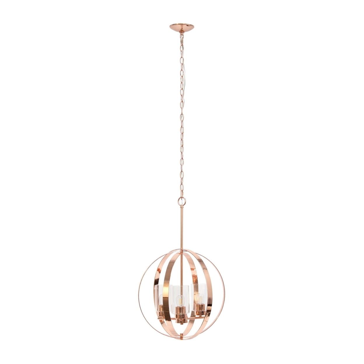 Elegant 18" Rose Gold Orb Pendant with Adjustable 3-Light Feature