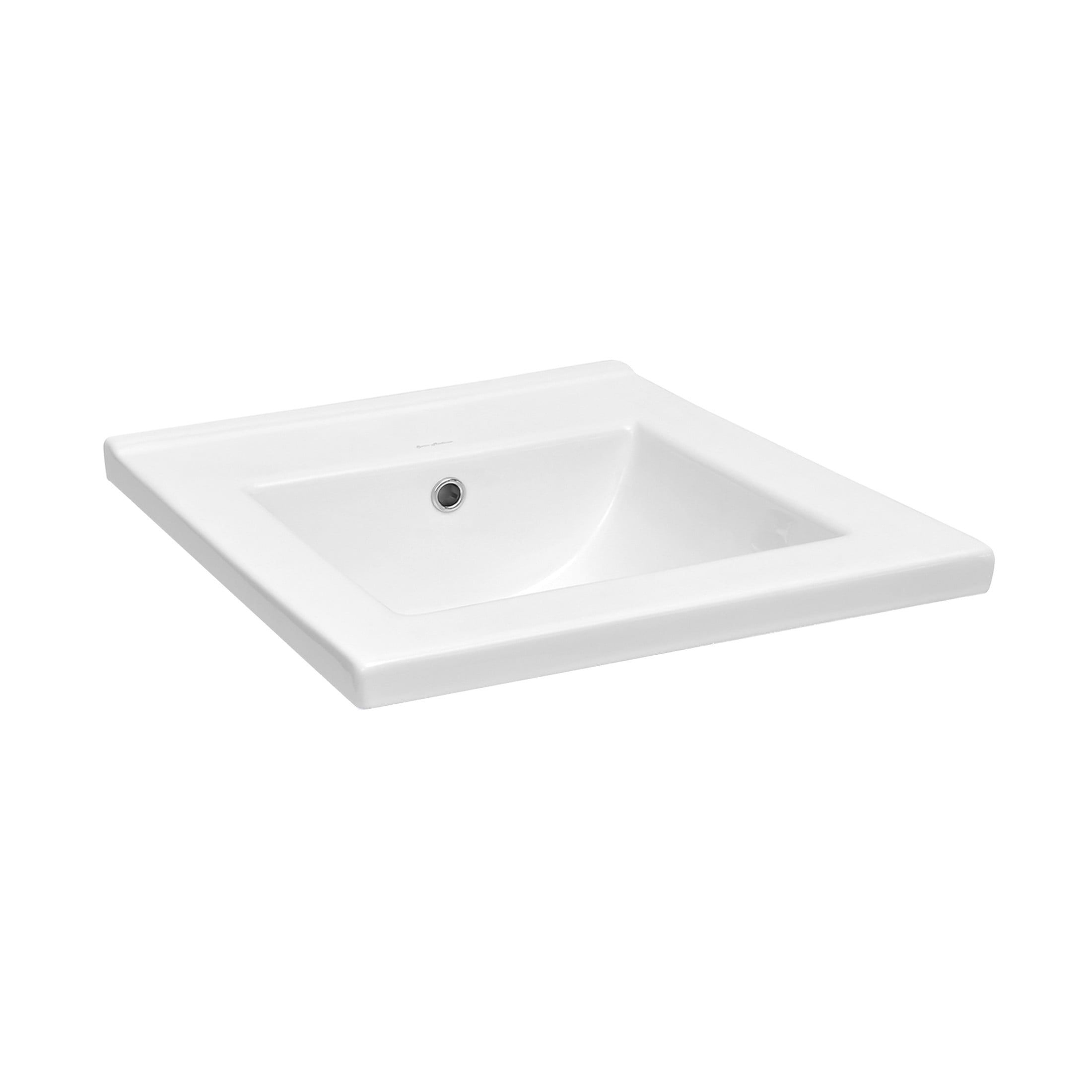 Glossy White Ceramic 18" Zero Hole Vanity Sink Top