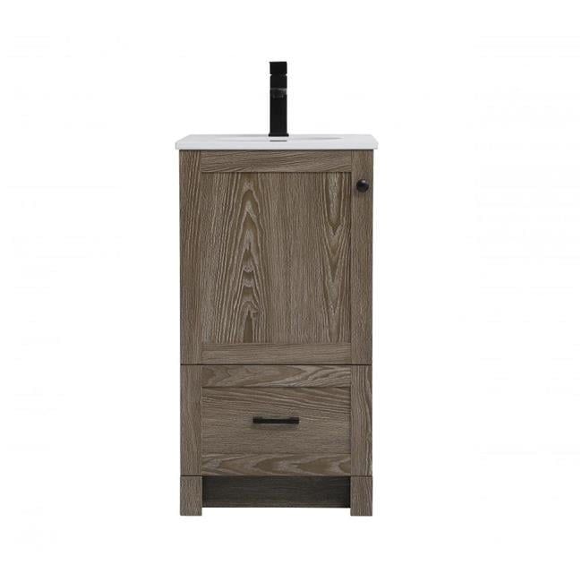 Weathered Oak 18" Single Bathroom Vanity with Porcelain Sink