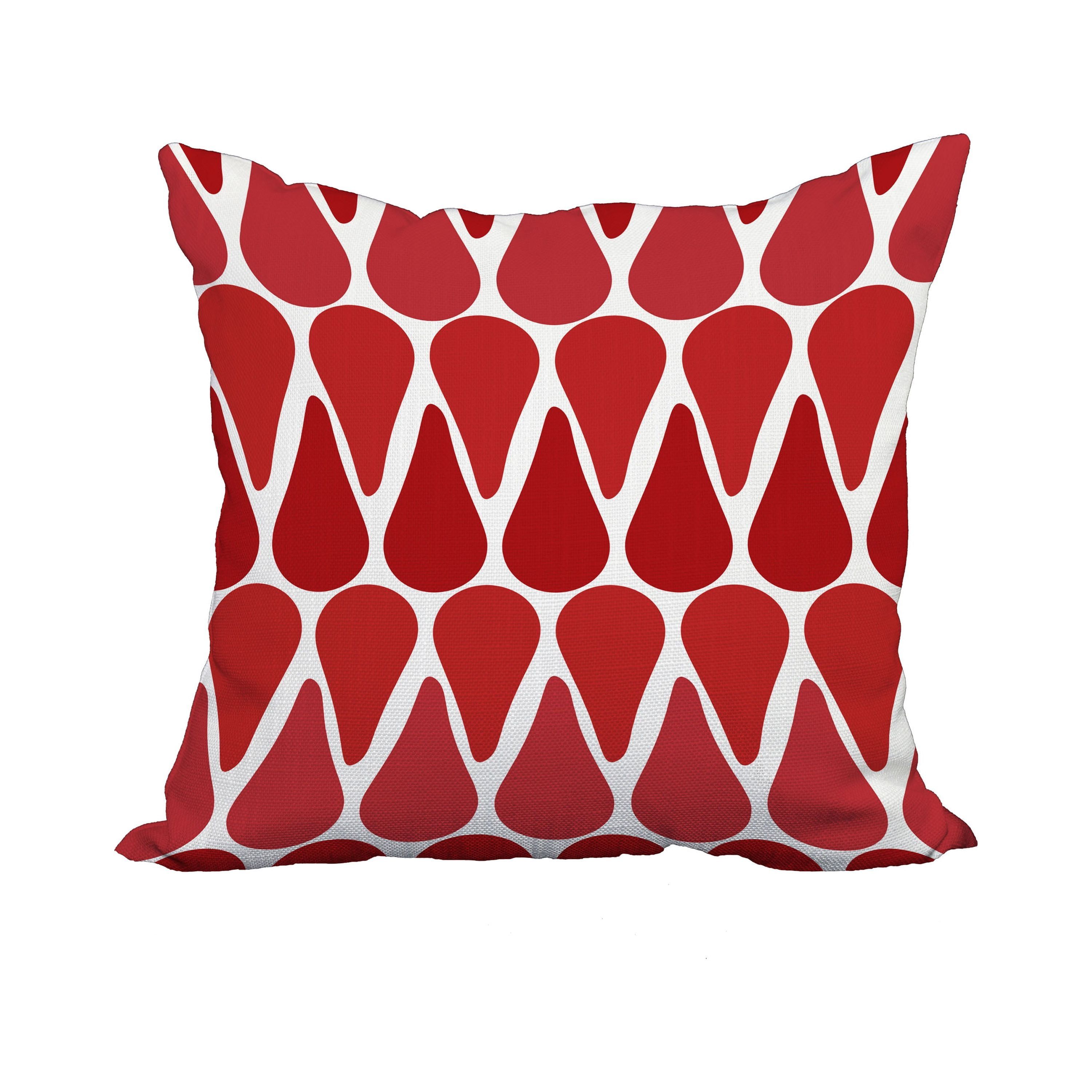 18 x 18 Inch Red and White Geometric Polyester Throw Pillow