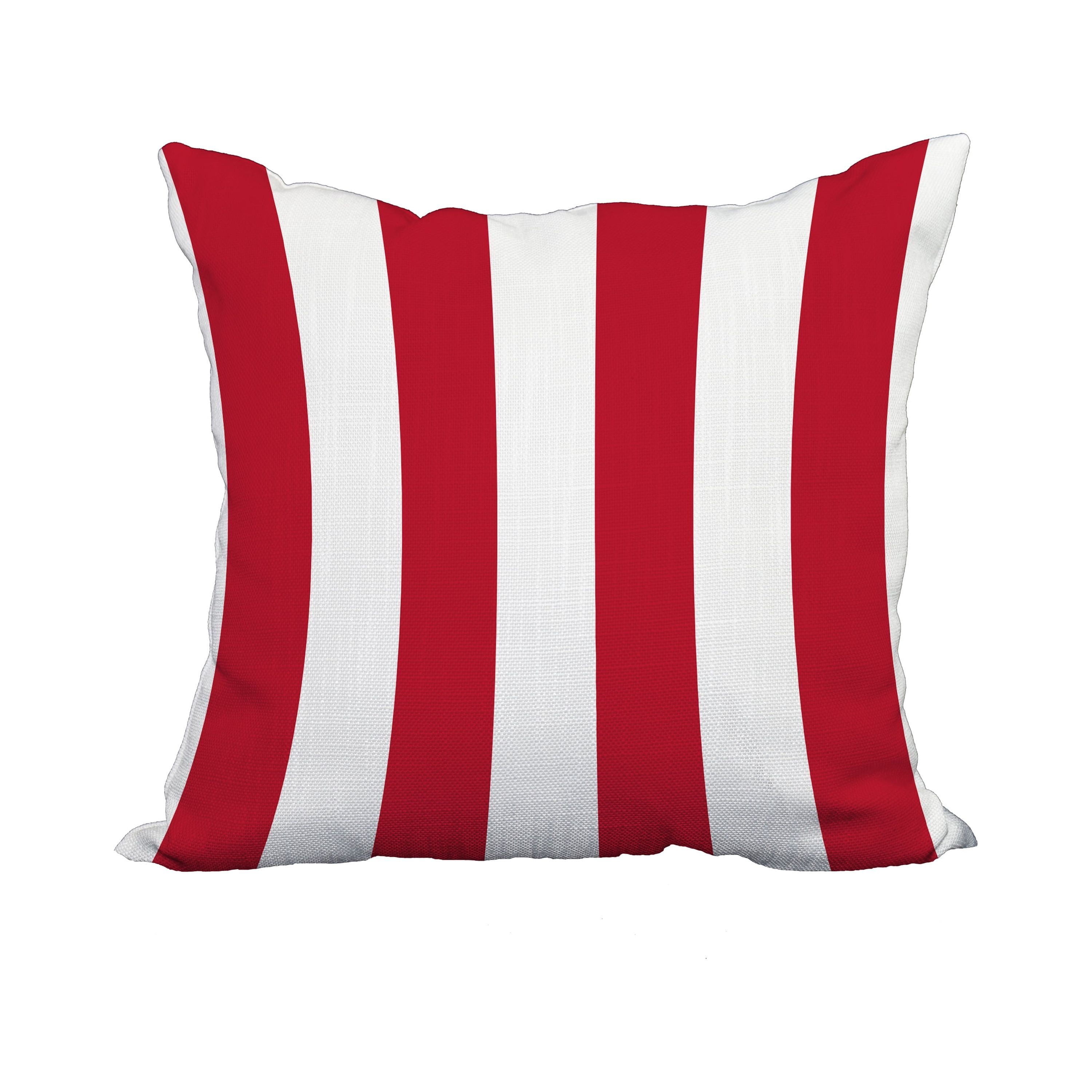 18 x 18 Inch Red and White Striped Polyester Throw Pillow