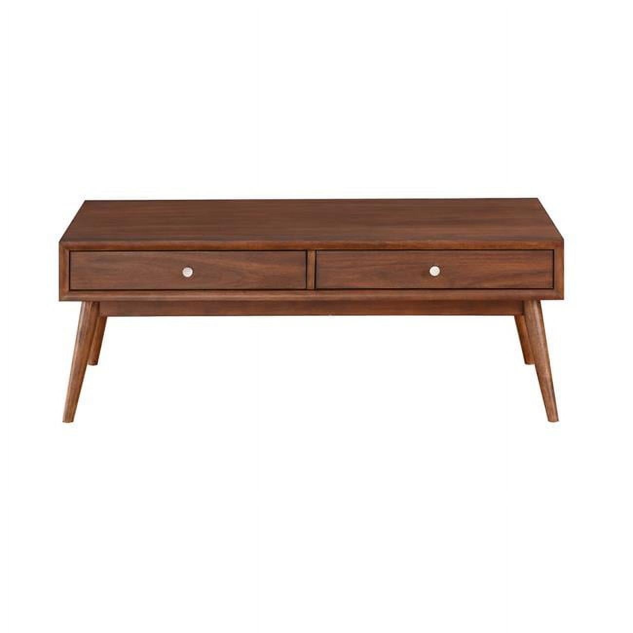 Walnut Brown 48" Wood Coffee Table with Storage Drawers