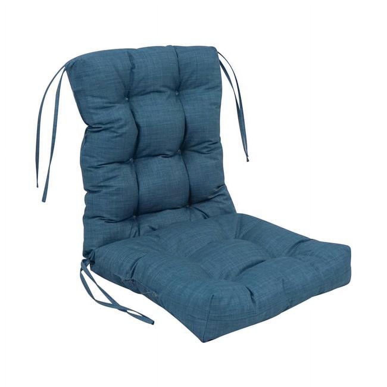 Sea Blue Tufted Outdoor Chair Cushion in Spun Polyester, 18" x 38"