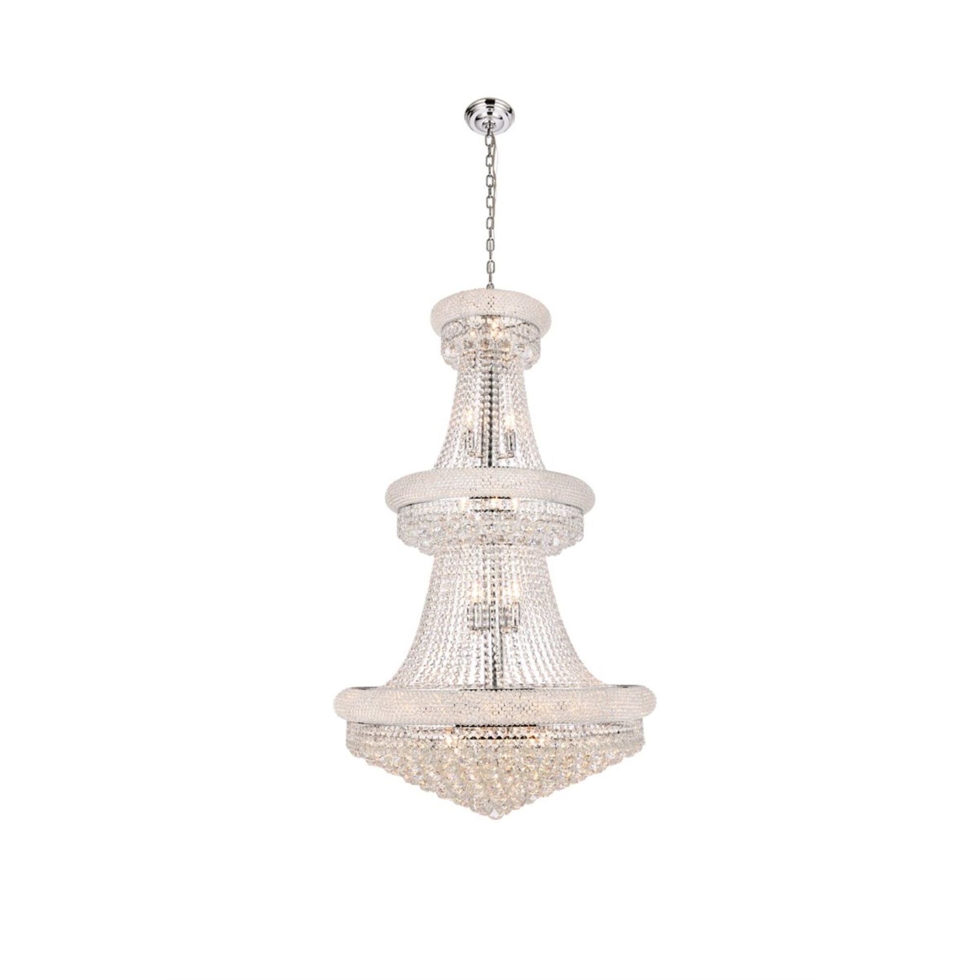 Primo 32-Light Chrome Chandelier with Royal Cut Crystals