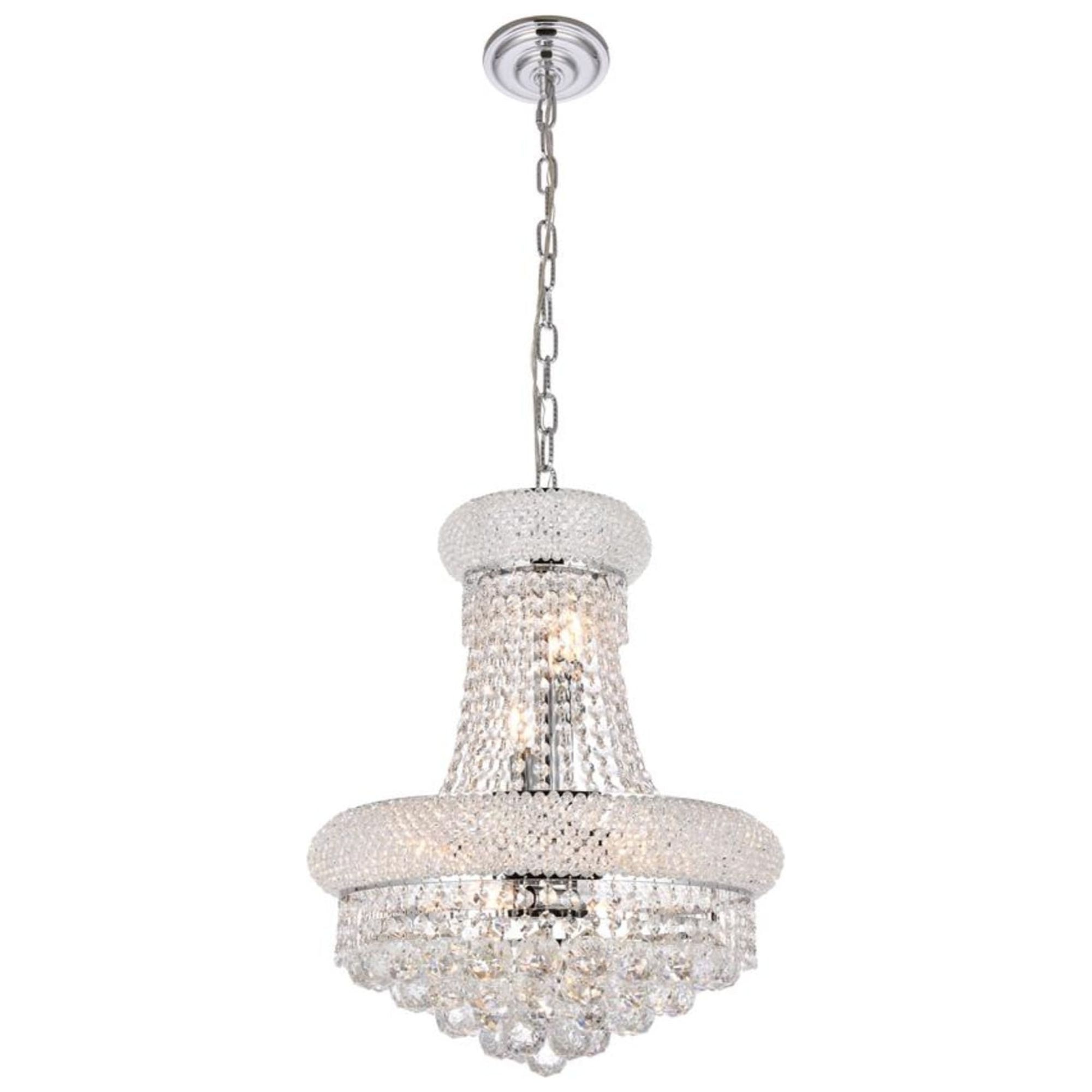 Primo Chrome 16" Transitional Crystal Pendant Light