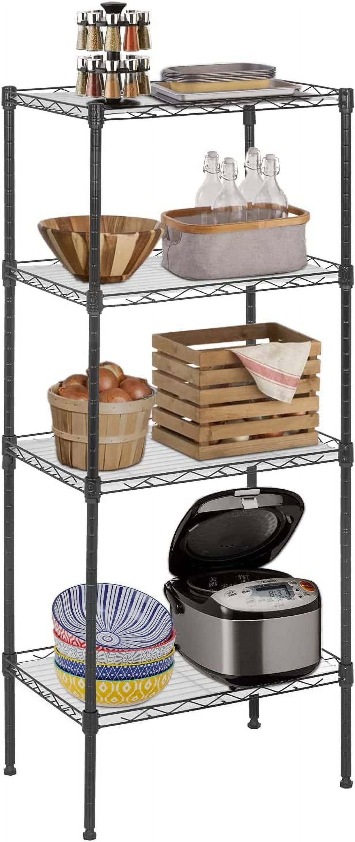 Adjustable Black 4-Tier Wire Shelving Unit