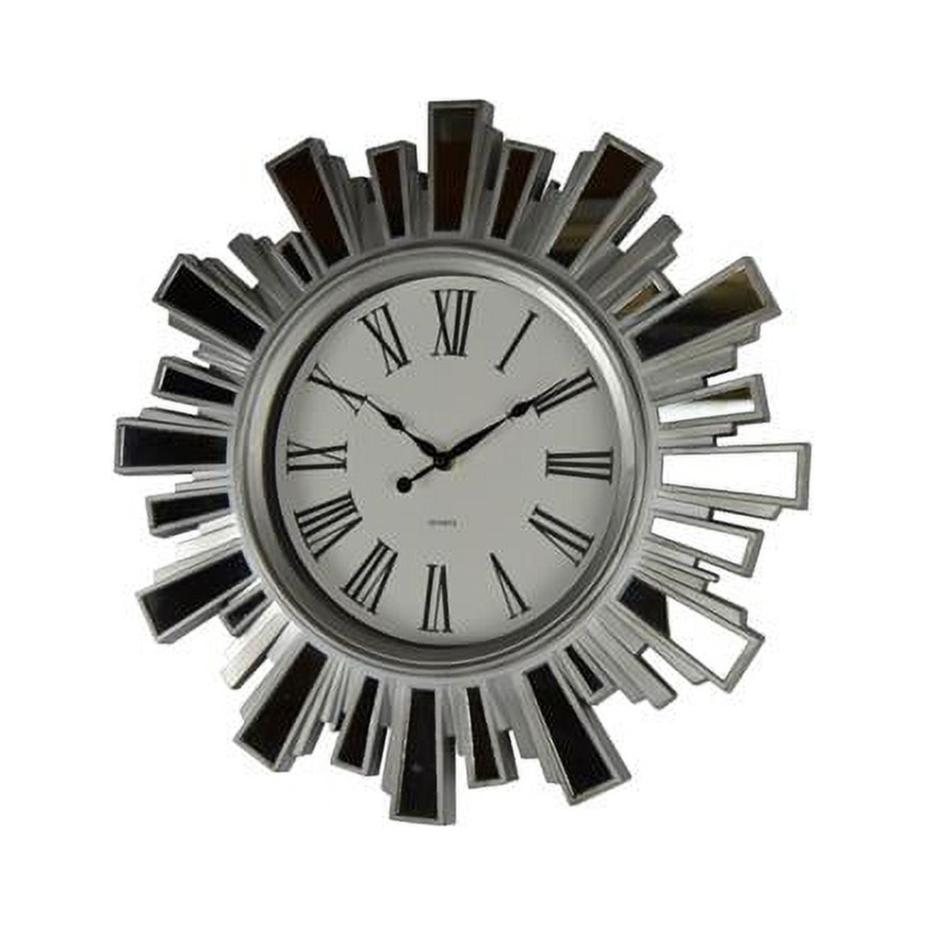 19.5" Silver and Mirror Starburst Wall Clock