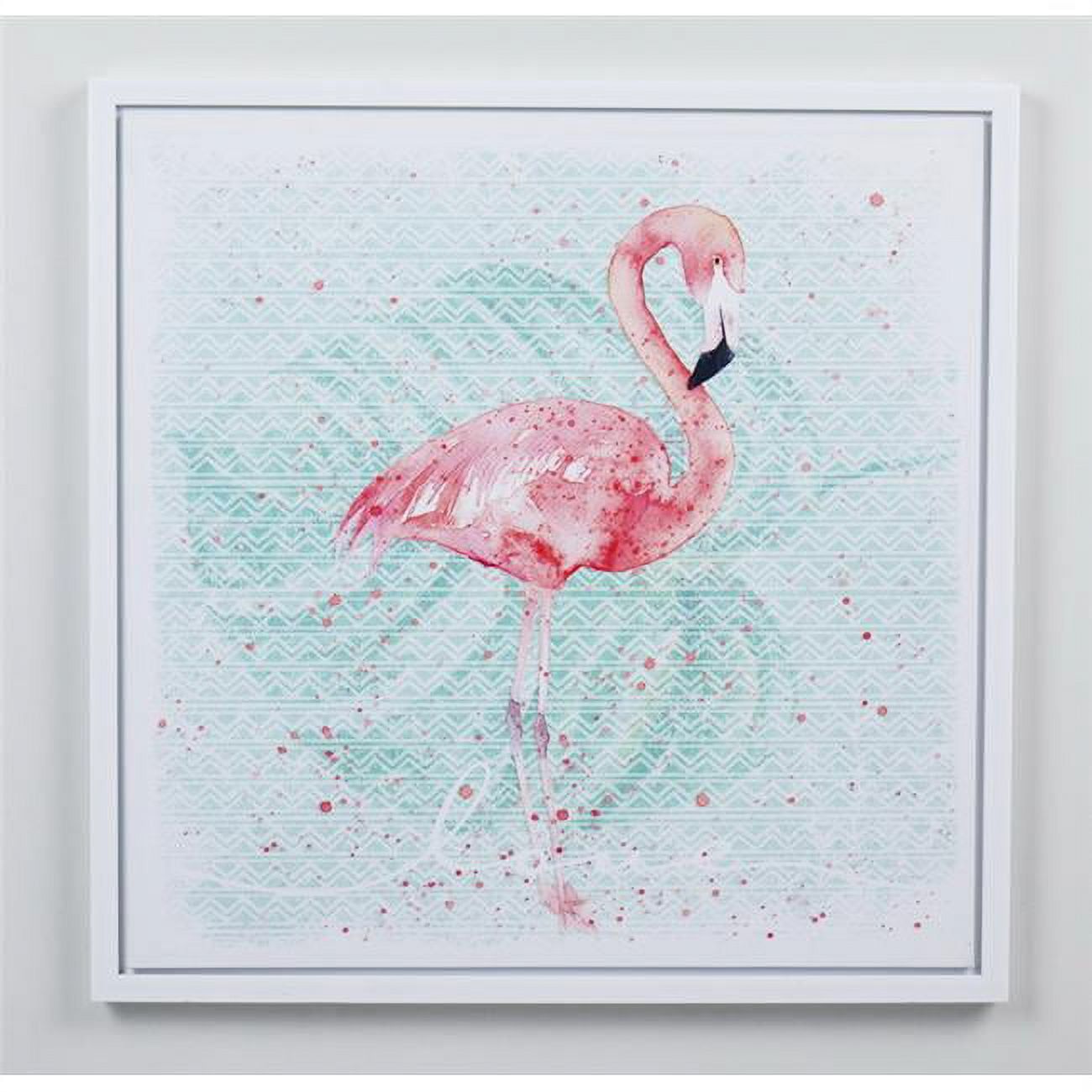 19.68 in. Pink Flamingo Canvas Wall Art with Green Background