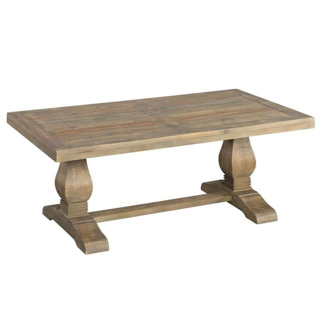 Brown Rectangular Wood Coffee Table with Pedestal Base