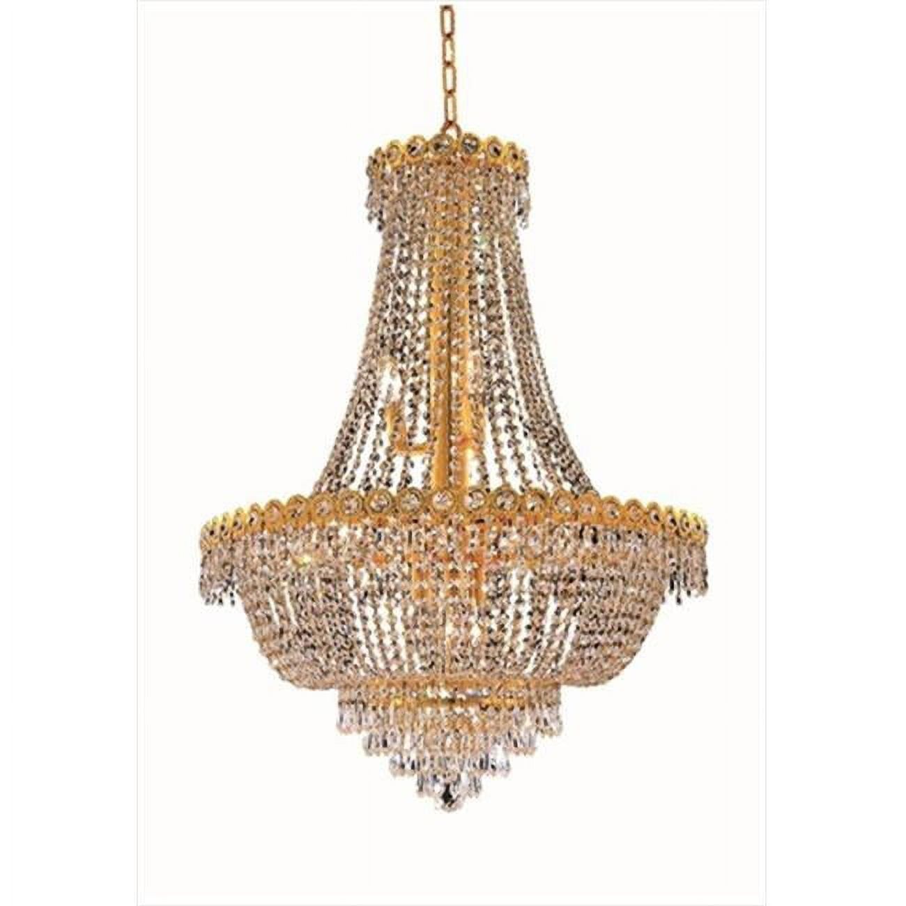 Gold Finish 12-Light Crystal Chandelier with Royal Cut Crystals