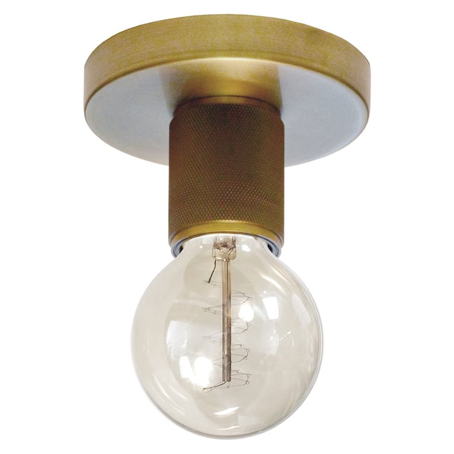 Aged Brass and Glass Globe Flush Mount Ceiling Light